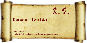 Kender Izolda névjegykártya